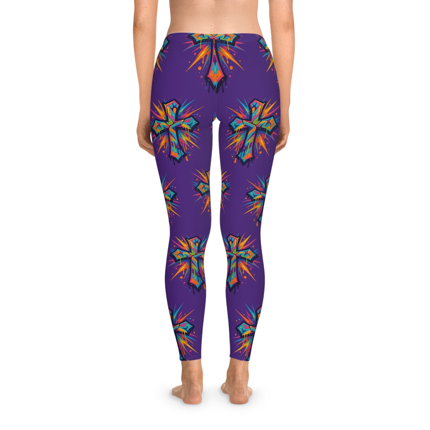 Vibrant Cross Stretchy Leggings, Colorful Yoga Pants, Eye-catching Workout Gear, Festival Fashion, Unique Athleisure Bottoms, Gift for Her