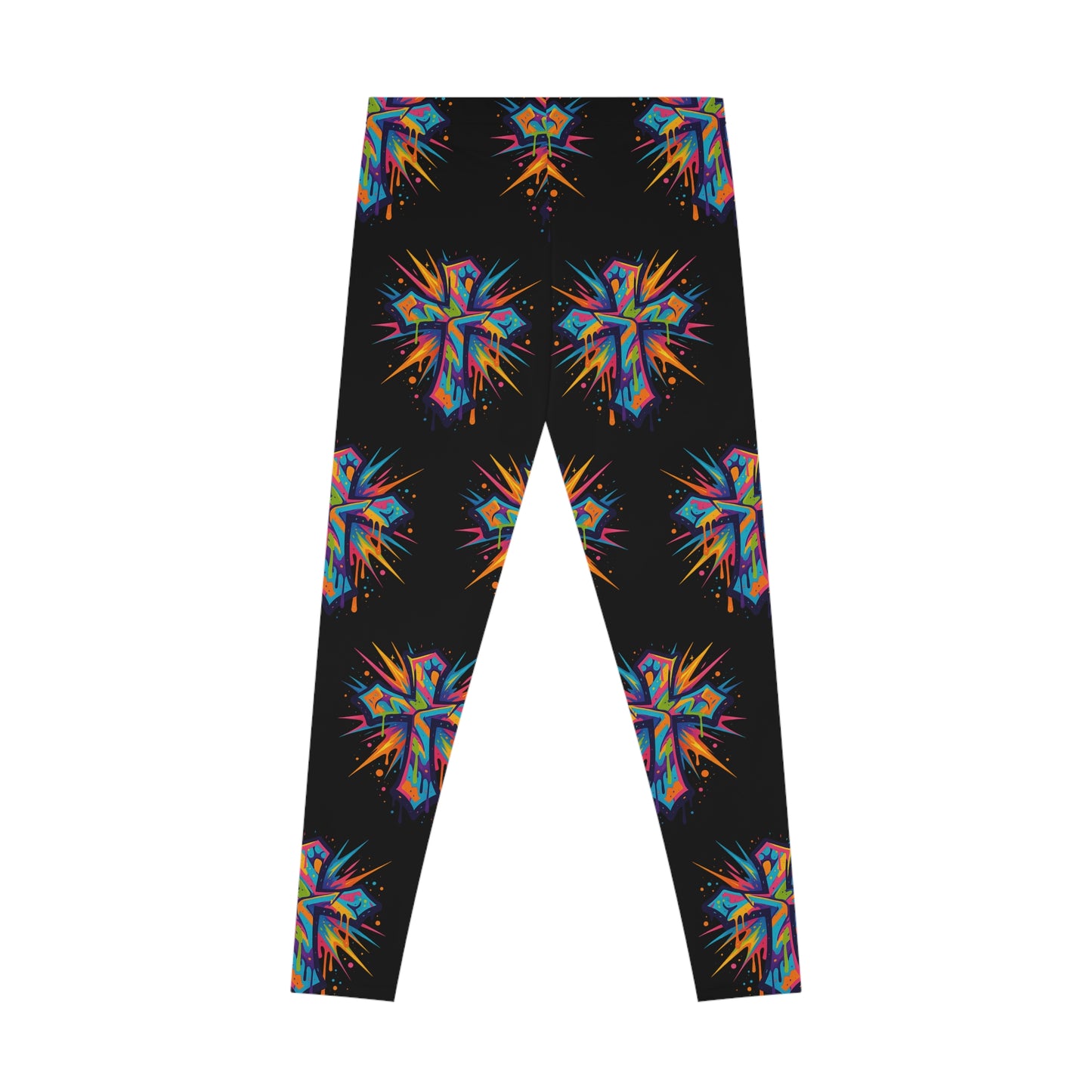 Vibrant Cross Stretchy Leggings, Colorful Yoga Pants, Eye-catching Workout Gear, Festival Fashion, Unique Athleisure Bottoms, Gift for Her