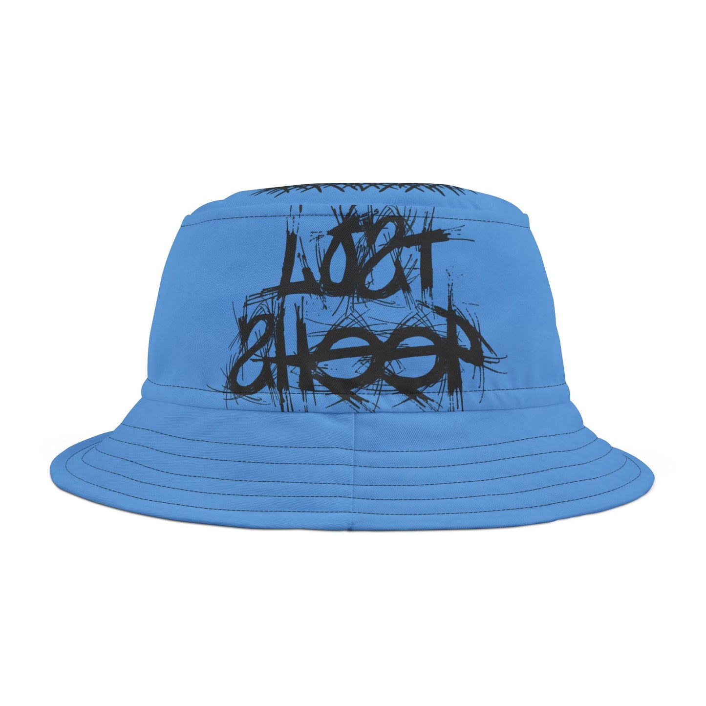 Light Blue Lost Sheep Grunge Bucket Hat, Trendy Summer Accessory, Unisex Streetwear, Perfect for Festivals, Beach Days, Gift for Artists and Christians