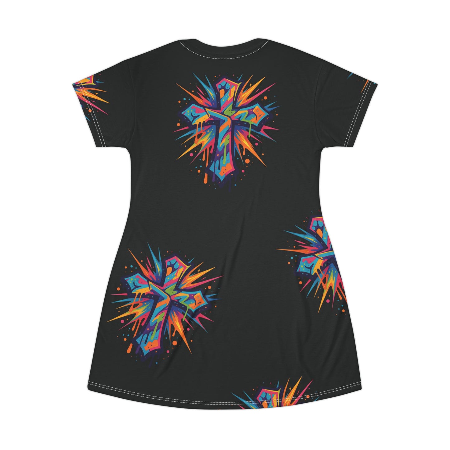 Colorful Cross T-Shirt Dress (AOP)
