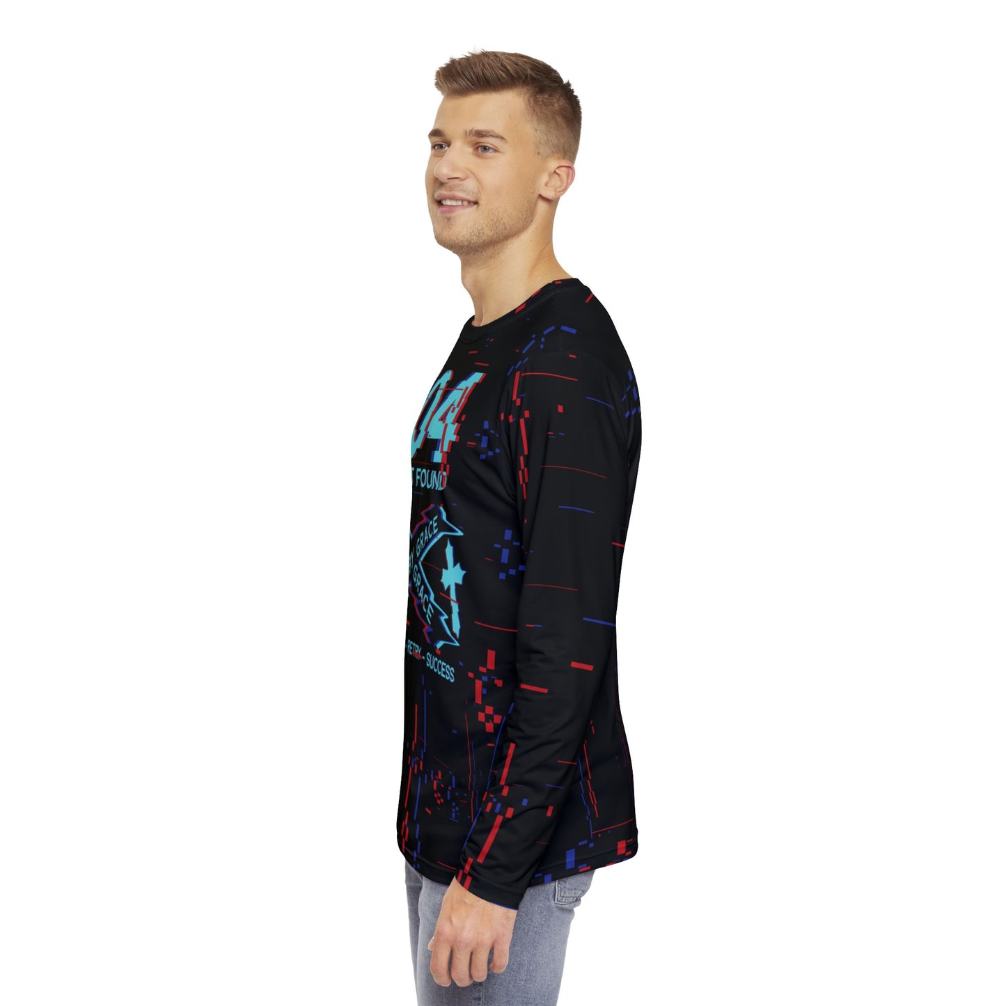 404 Error, Sin not found, Saved by Grace- polyester Long Sleeve Tee(AOP)