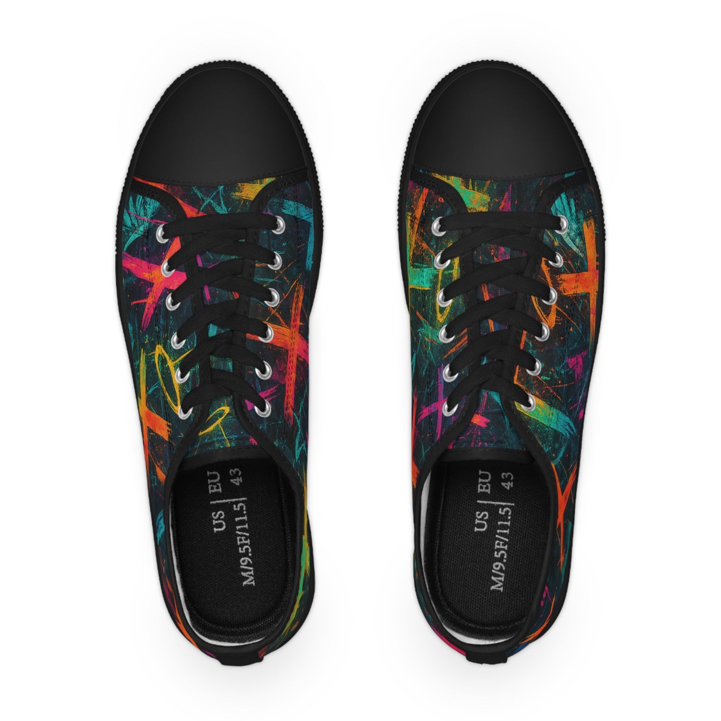 Vibrant Graffiti Cross Art Sneakers for Men, Unique Artistic Low Tops, Casual Footwear, Gift for Art Lovers, Trendy Everyday Shoes