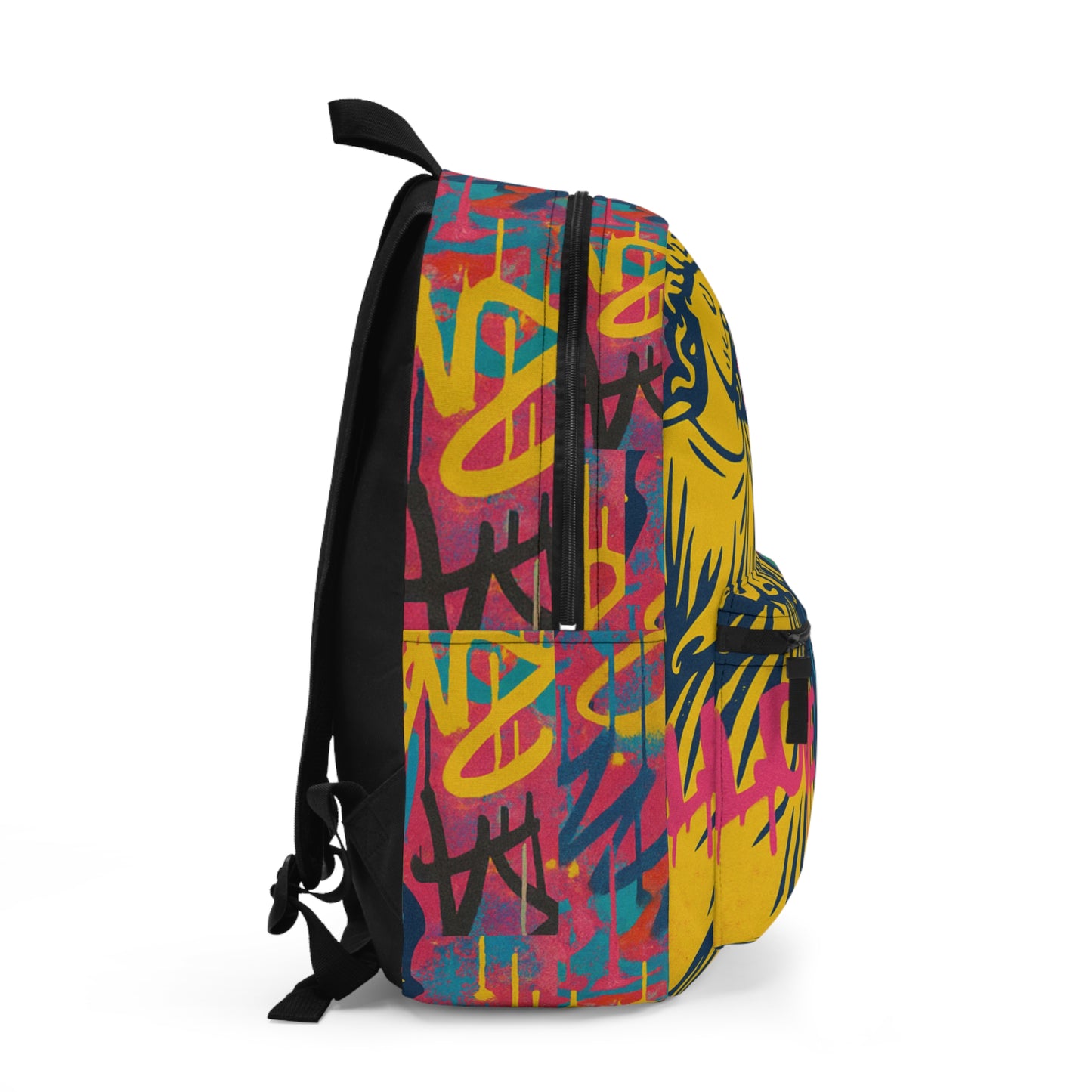 Vibrant Graffiti Angel Backpack, Colorful School Bag, Stylish Travel Pack, Trendy Youth Backpack, Unique Art Rucksack
