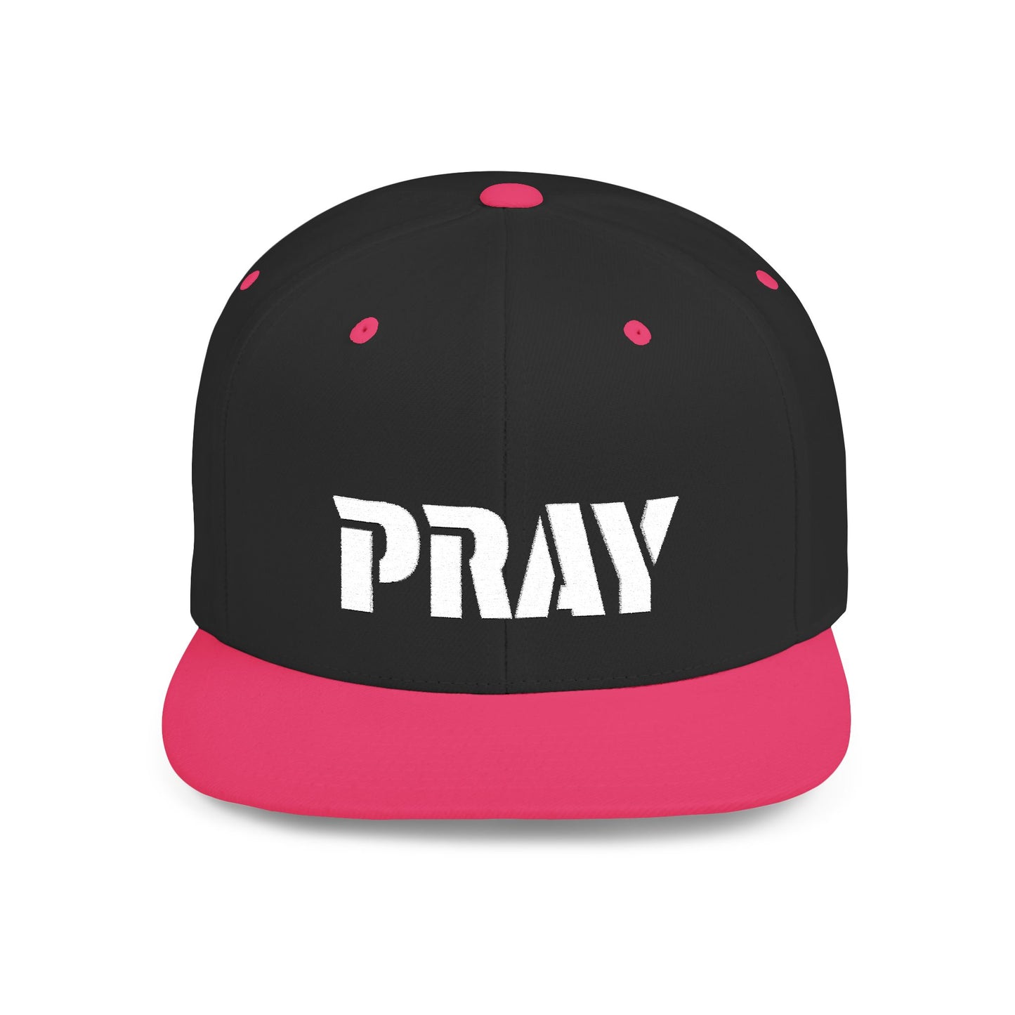 Inspirational Flat Bill Snapback Hat, Pray Adjustable Cap, Motivational Headwear, Faith-Based Gift, Casual Style Accessory