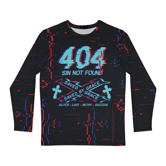 404 Error, Sin not found, Saved by Grace- polyester Long Sleeve Tee(AOP)