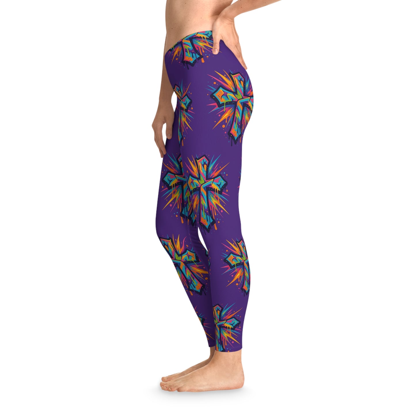 Vibrant Cross Stretchy Leggings, Colorful Yoga Pants, Eye-catching Workout Gear, Festival Fashion, Unique Athleisure Bottoms, Gift for Her
