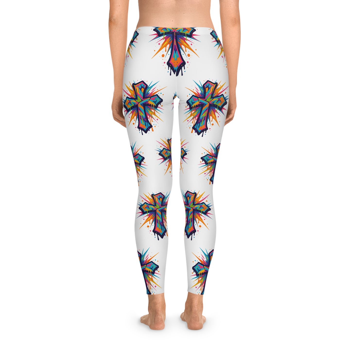 Vibrant Cross Stretchy Leggings, Colorful Yoga Pants, Eye-catching Workout Gear, Festival Fashion, Unique Athleisure Bottoms, Gift for Her