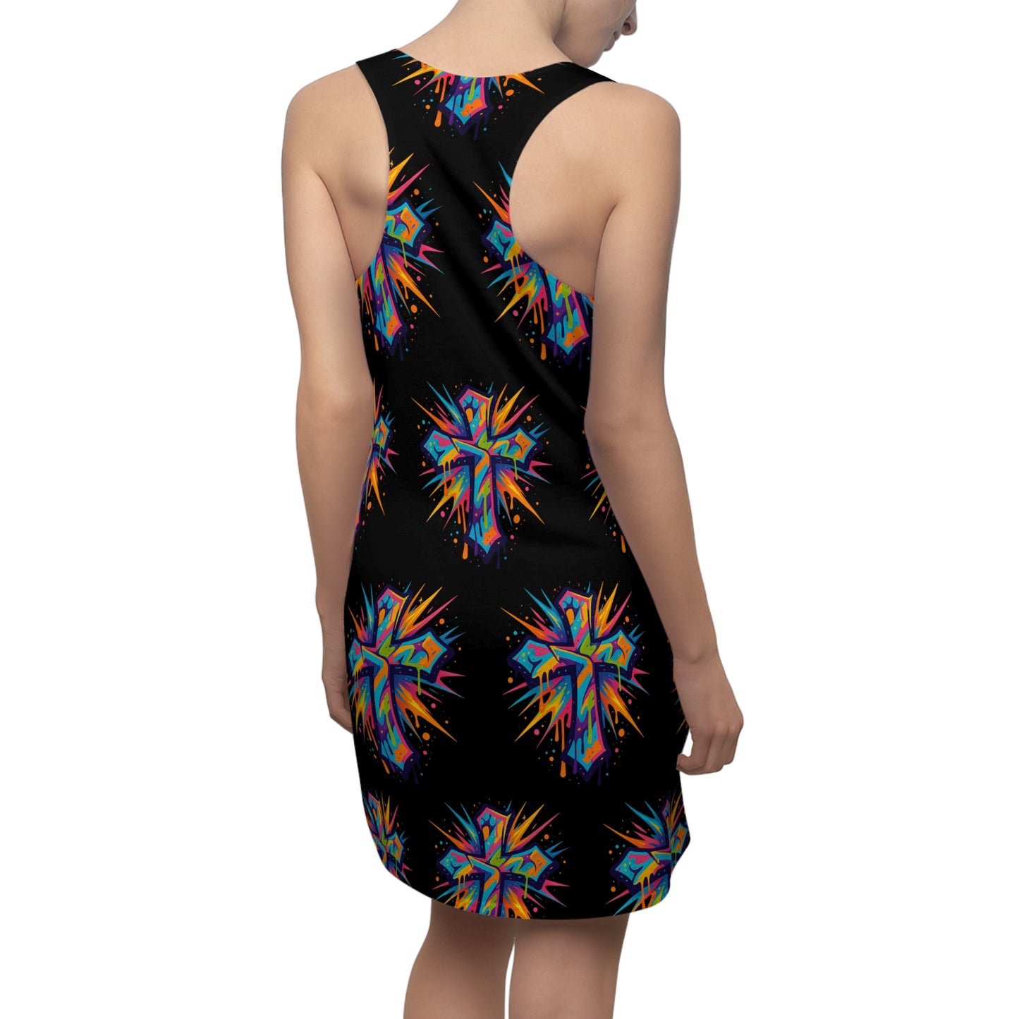 Colorful Abstract Cross Racerback Dress | Trendy Summer Fashion, Christian Wear