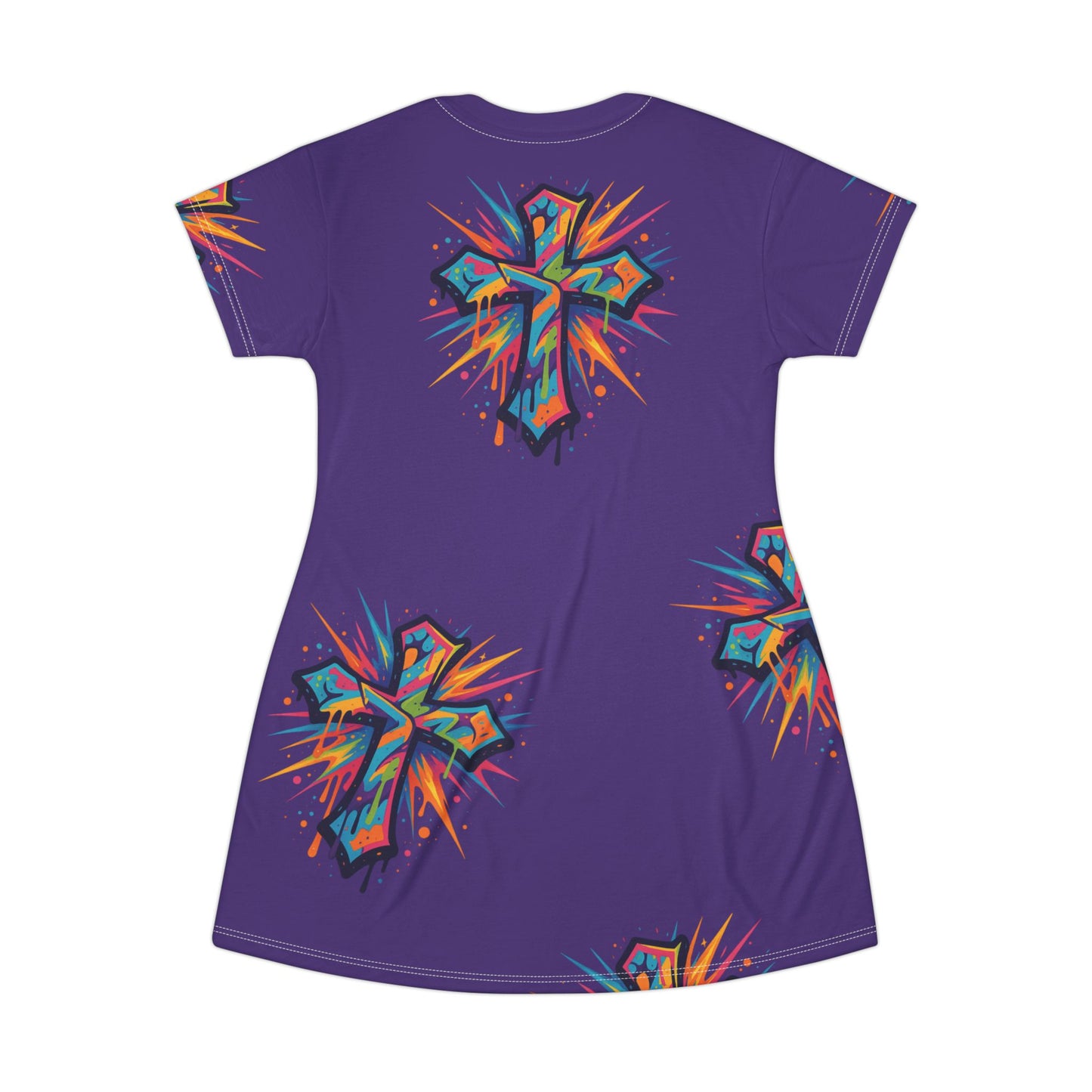 Colorful Cross T-Shirt Dress (AOP)