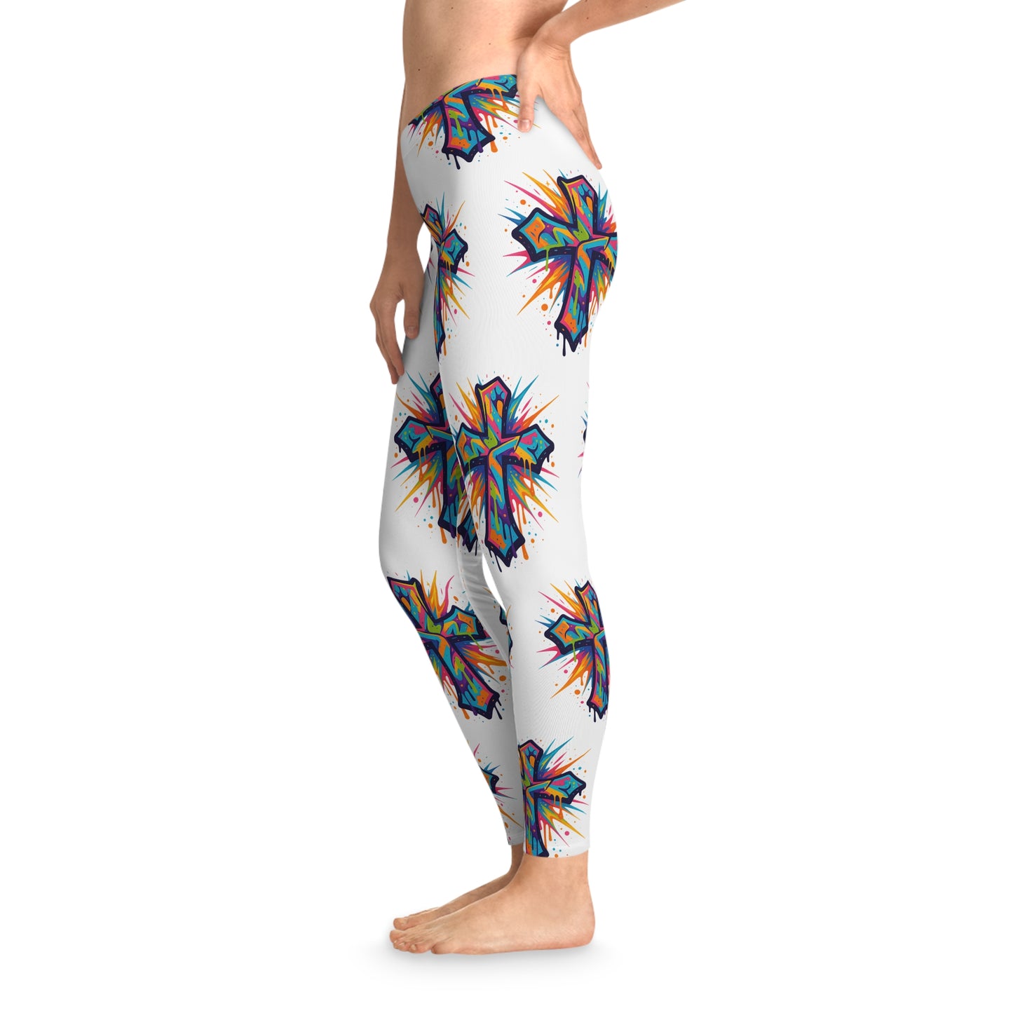 Vibrant Cross Stretchy Leggings, Colorful Yoga Pants, Eye-catching Workout Gear, Festival Fashion, Unique Athleisure Bottoms, Gift for Her
