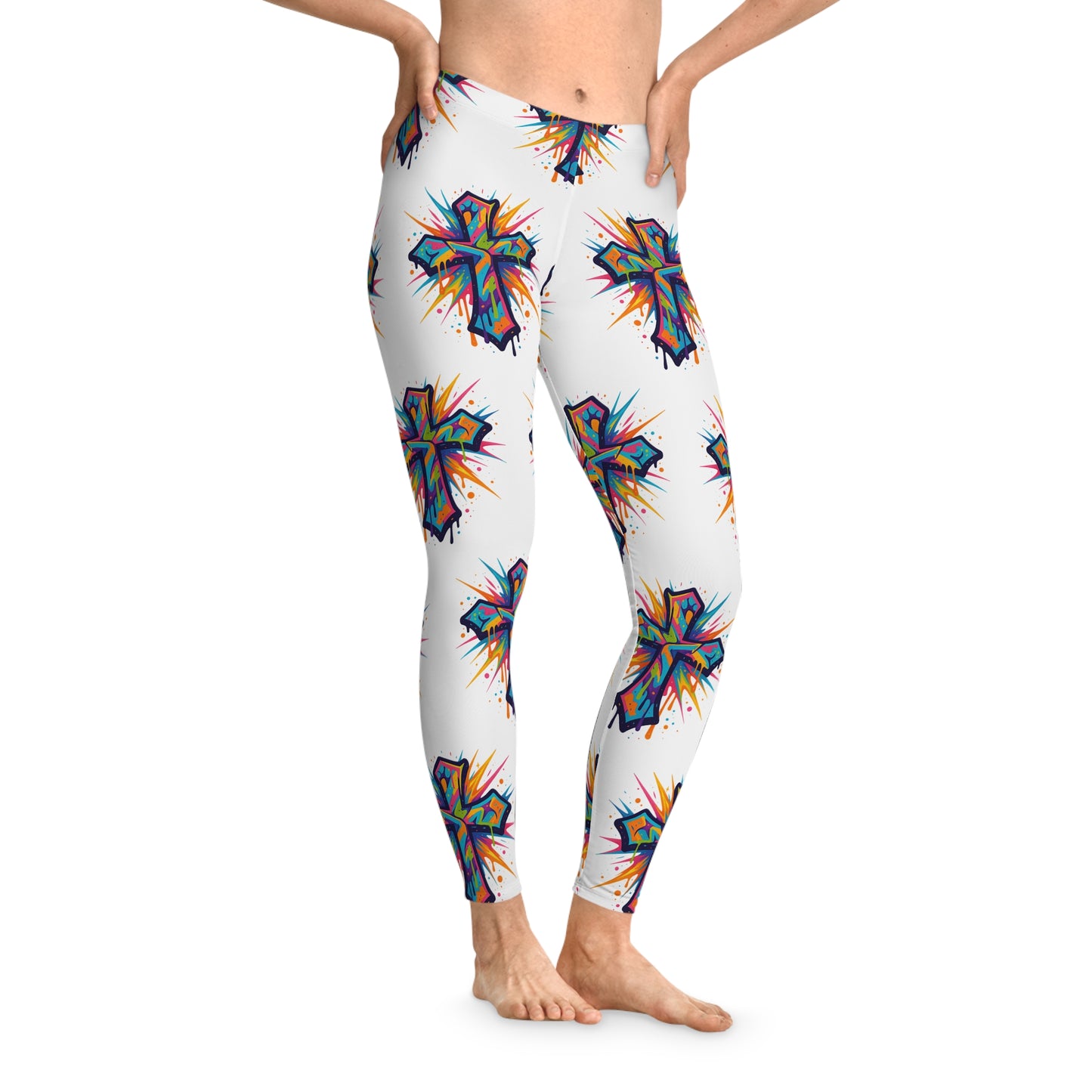 Vibrant Cross Stretchy Leggings, Colorful Yoga Pants, Eye-catching Workout Gear, Festival Fashion, Unique Athleisure Bottoms, Gift for Her