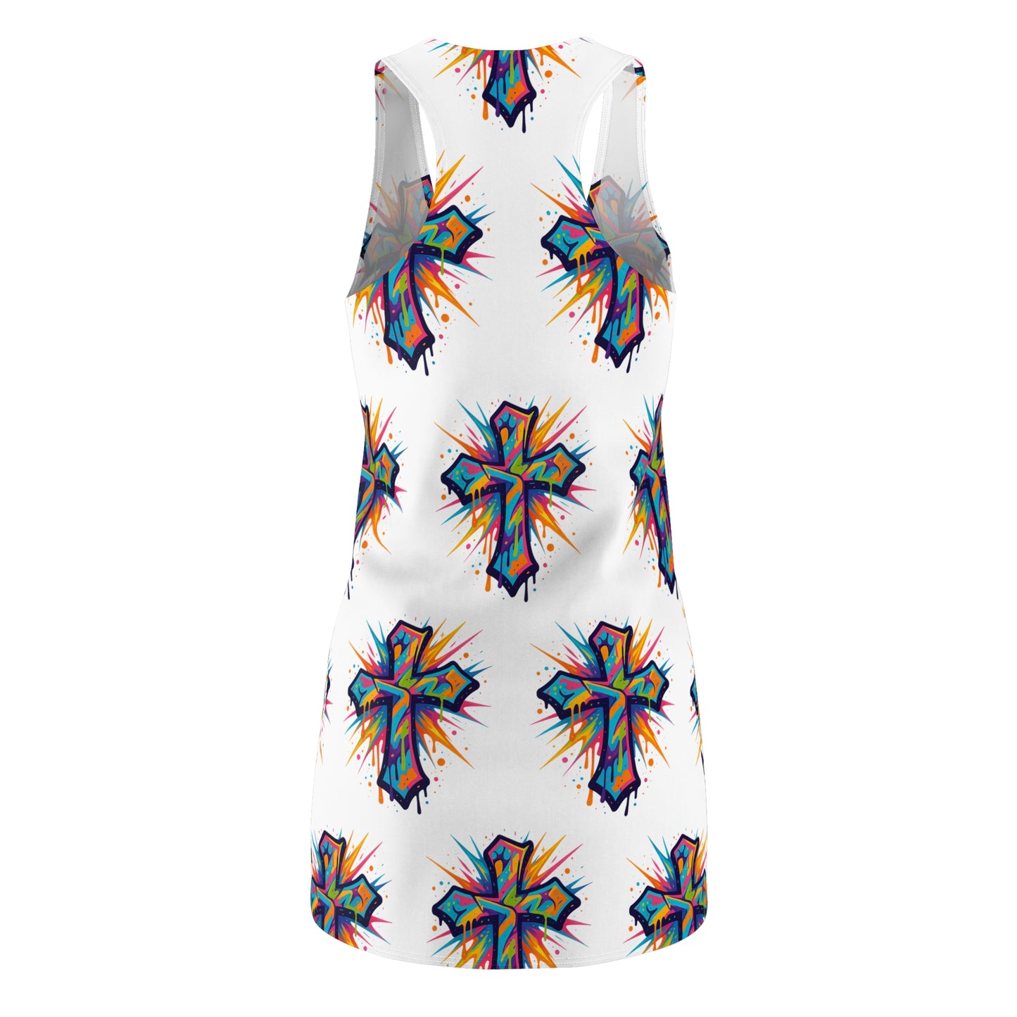 Colorful Abstract Cross Racerback Dress | Trendy Summer Fashion, Christian Wear
