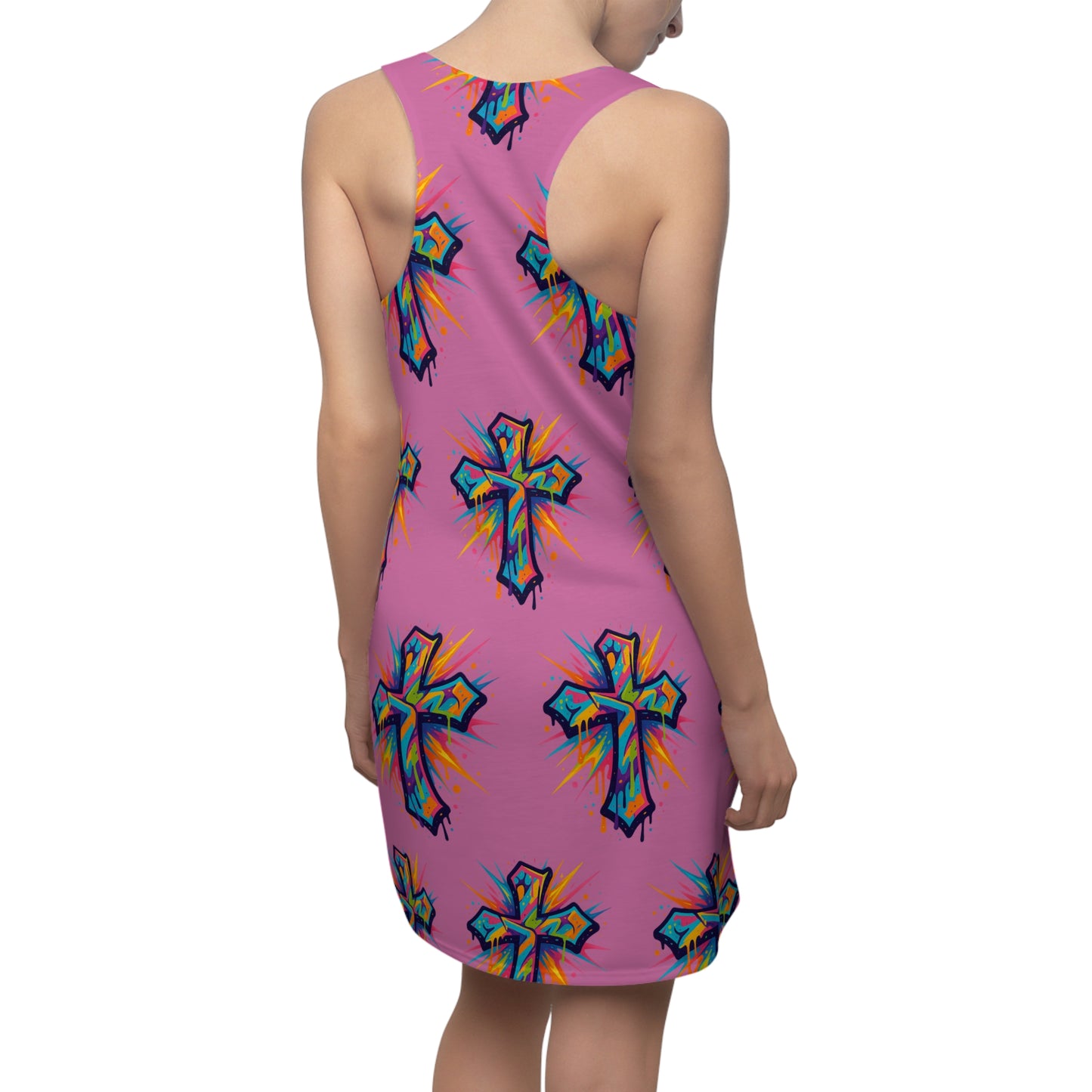 Colorful Abstract Cross Racerback Dress | Trendy Summer Fashion, Christian Wear