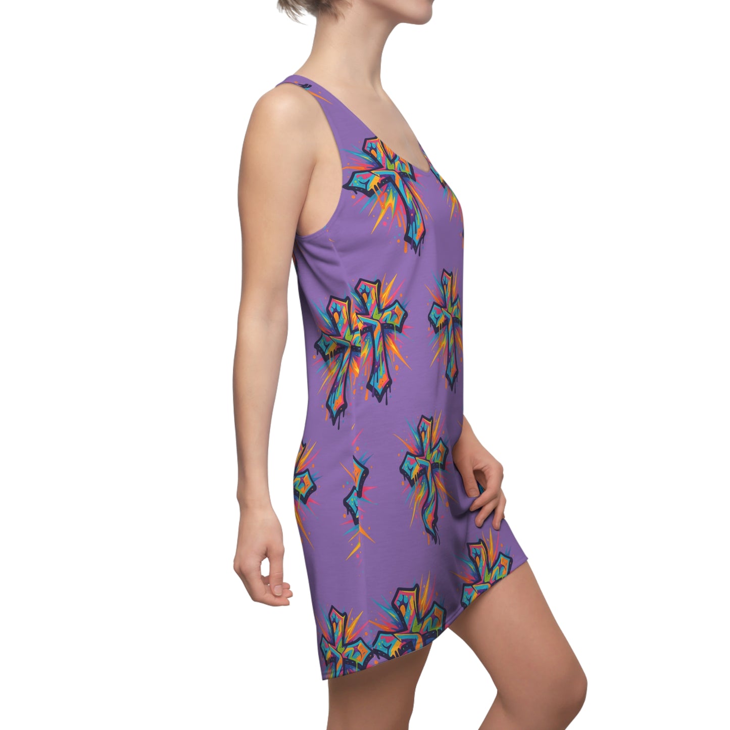 Colorful Abstract Cross Racerback Dress | Trendy Summer Fashion, Christian Wear
