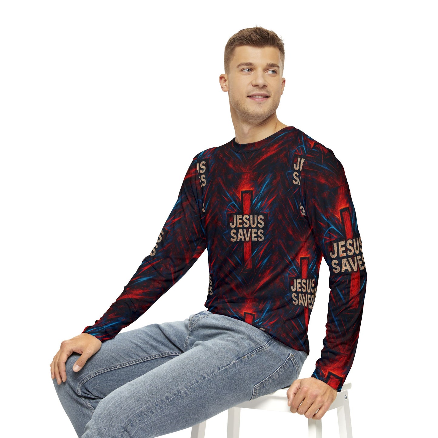Jesus Saves Unisex Long Sleeve Shirt, Faithful Apparel, Christian Gift, Religious Clothing, Stylish Outreach Wear