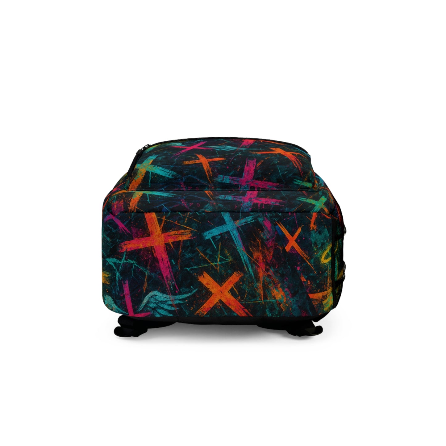 Colorful Graphic Backpack with Cross Design | Trendy School Bag, Unique Gift, Stylish Travel Accessory, Festival Backpack, Art-Inspired Bag