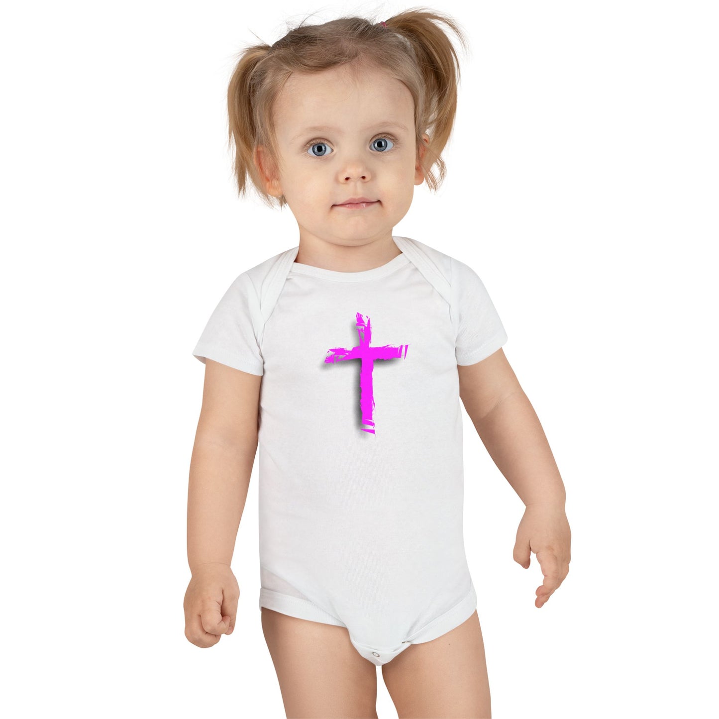 Pink Cross Baby Onesie, Cute Baby Shower Gift, Christening Outfit, Religious Baby Clothes, Newborn Essentials