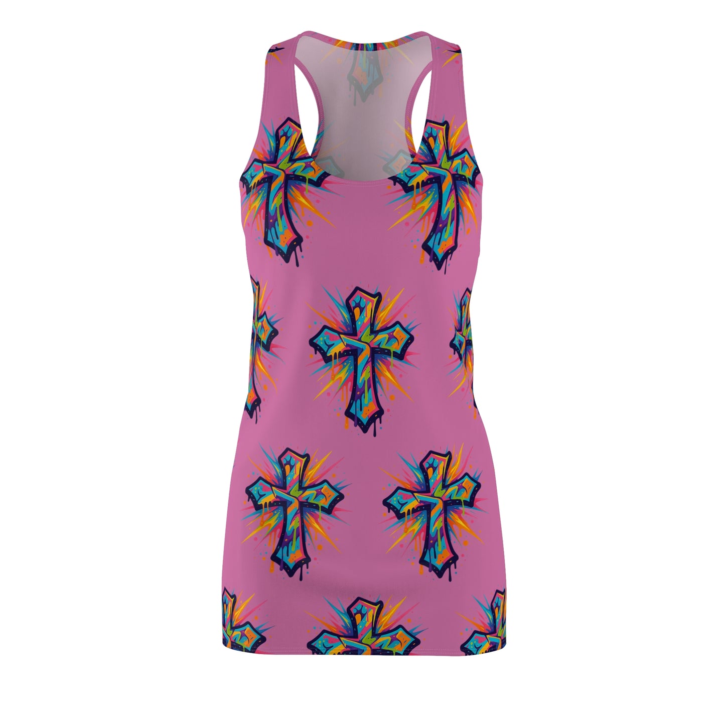 Colorful Abstract Cross Racerback Dress | Trendy Summer Fashion, Christian Wear