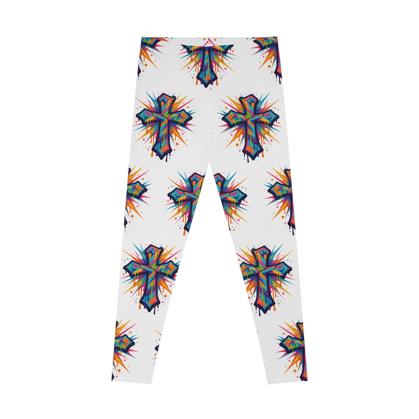 Vibrant Cross Stretchy Leggings, Colorful Yoga Pants, Eye-catching Workout Gear, Festival Fashion, Unique Athleisure Bottoms, Gift for Her
