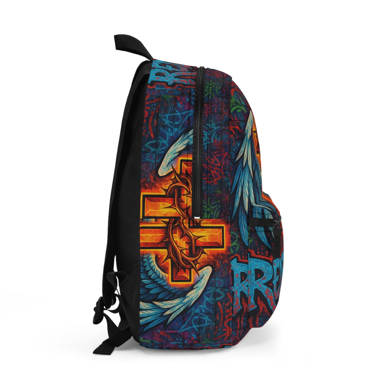 Winged Cross Redeemed Graffiti Backpack