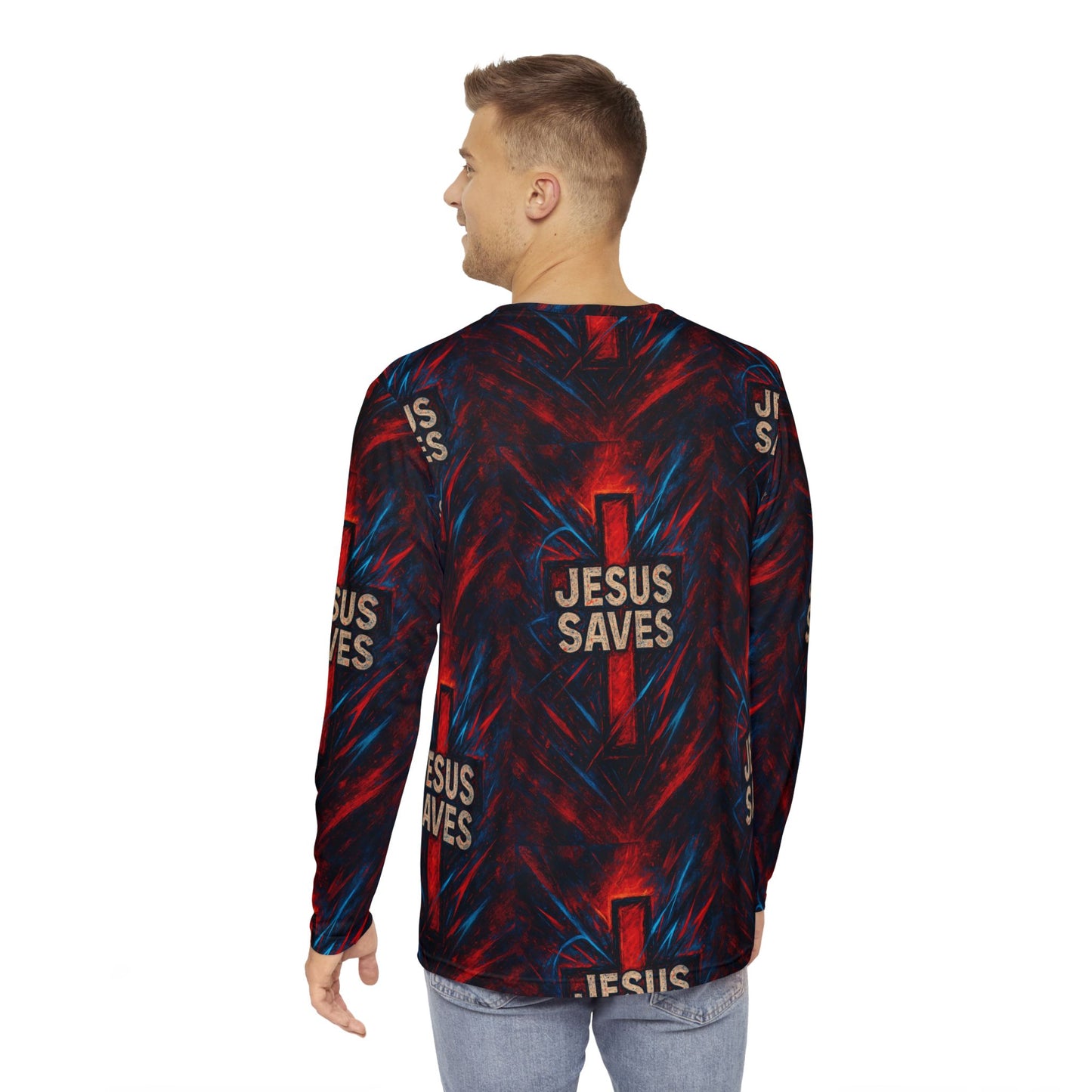 Jesus Saves Unisex Long Sleeve Shirt, Faithful Apparel, Christian Gift, Religious Clothing, Stylish Outreach Wear