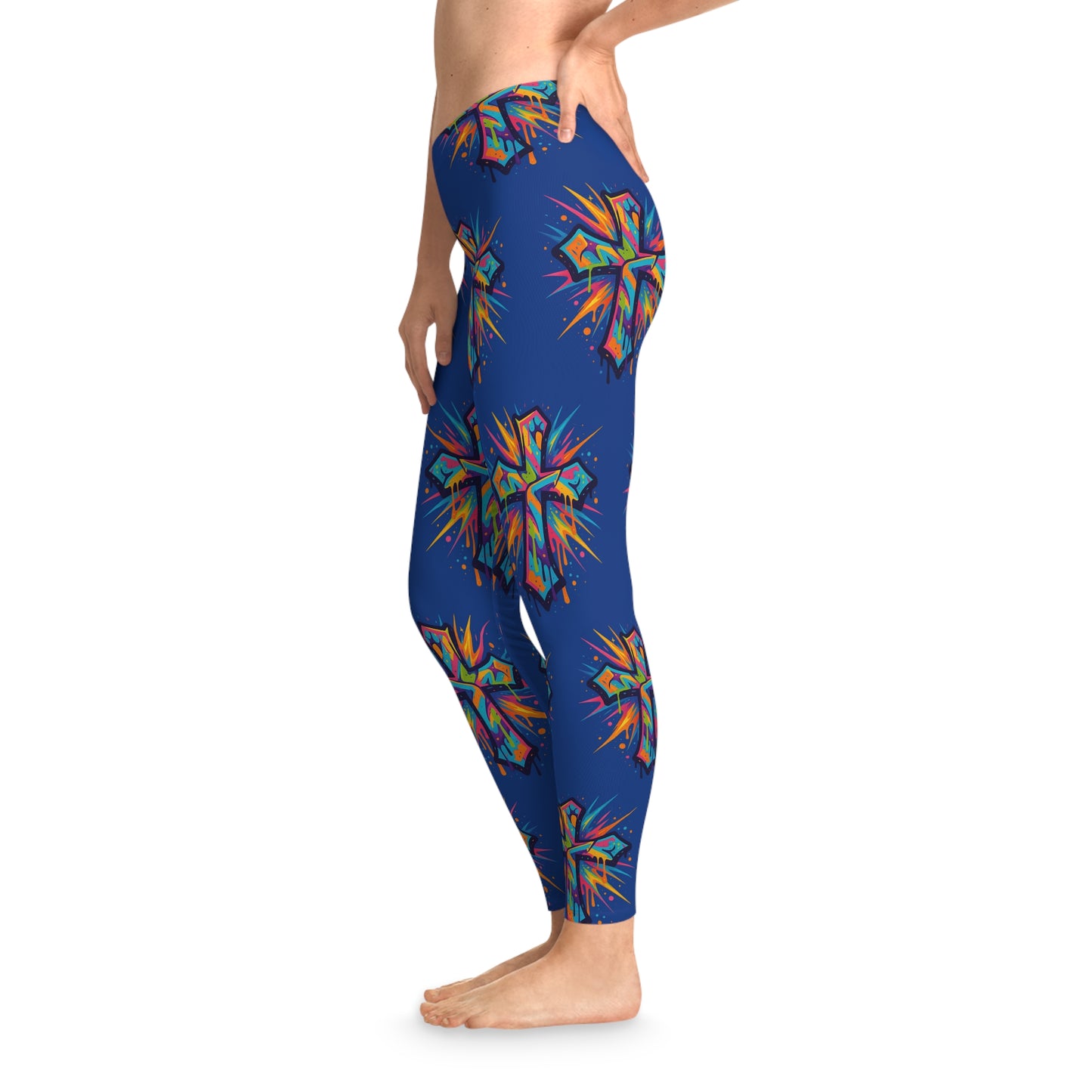 Vibrant Cross Stretchy Leggings, Colorful Yoga Pants, Eye-catching Workout Gear, Festival Fashion, Unique Athleisure Bottoms, Gift for Her