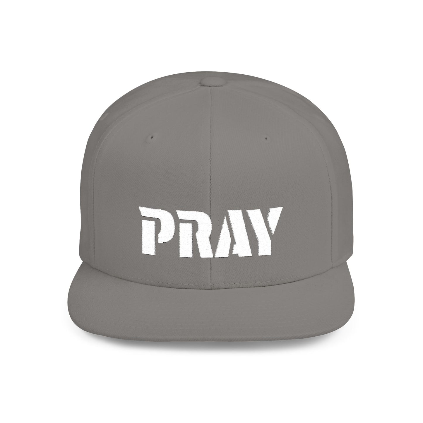Inspirational Flat Bill Snapback Hat, Pray Adjustable Cap, Motivational Headwear, Faith-Based Gift, Casual Style Accessory