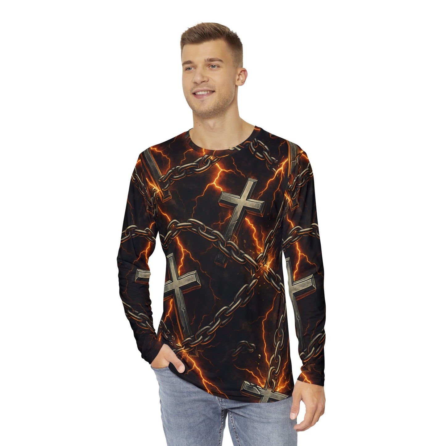 Long Sleeve Shirt Chain Breaker Cross Christian Wear