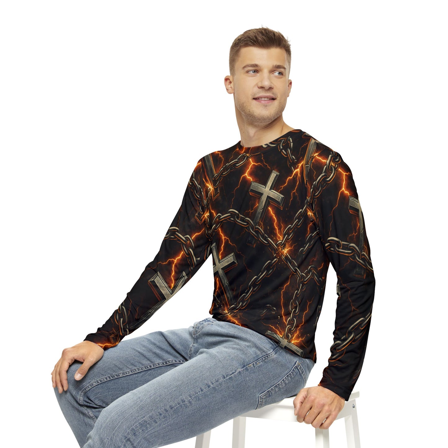 Long Sleeve Shirt Chain Breaker Cross Christian Wear