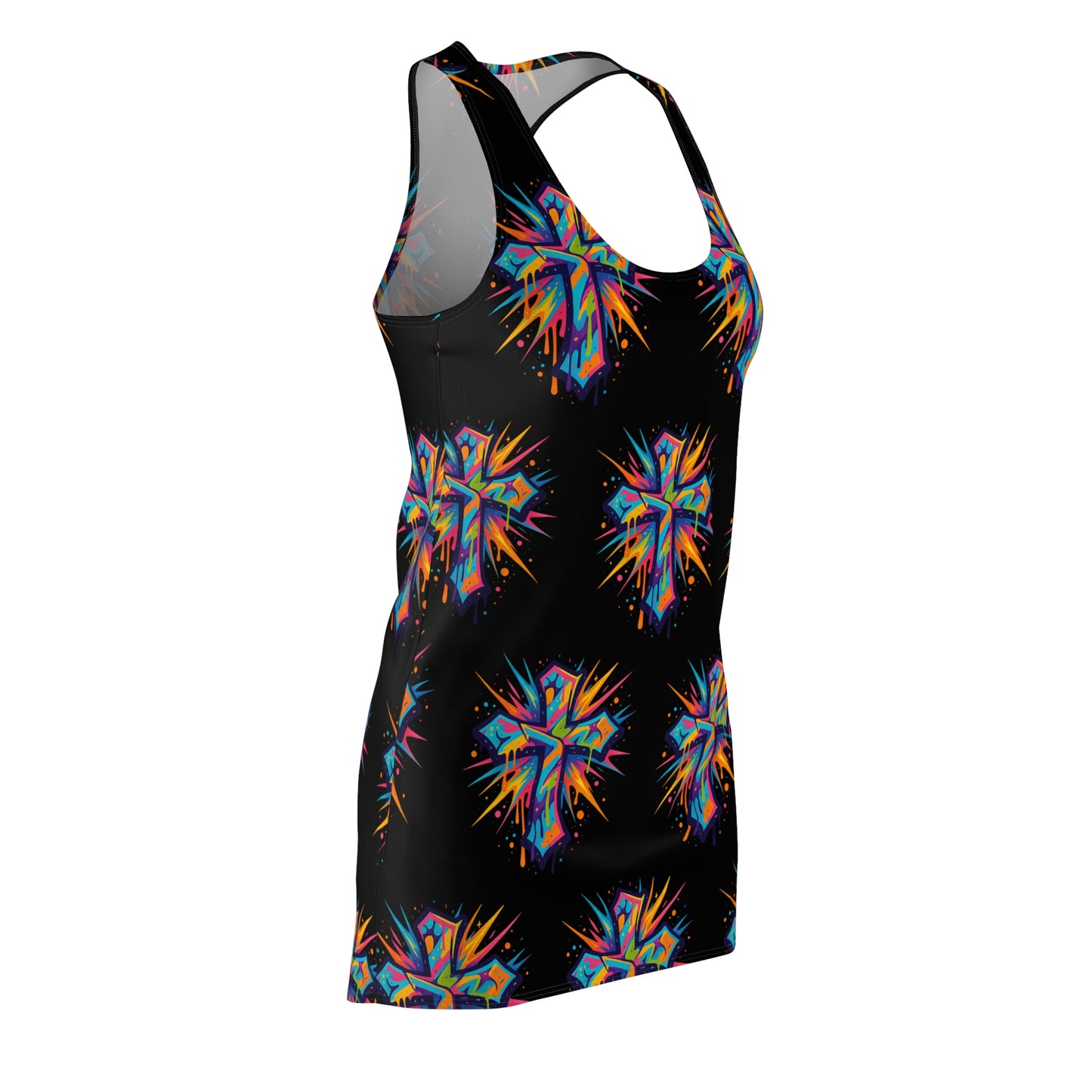 Colorful Abstract Cross Racerback Dress | Trendy Summer Fashion, Christian Wear