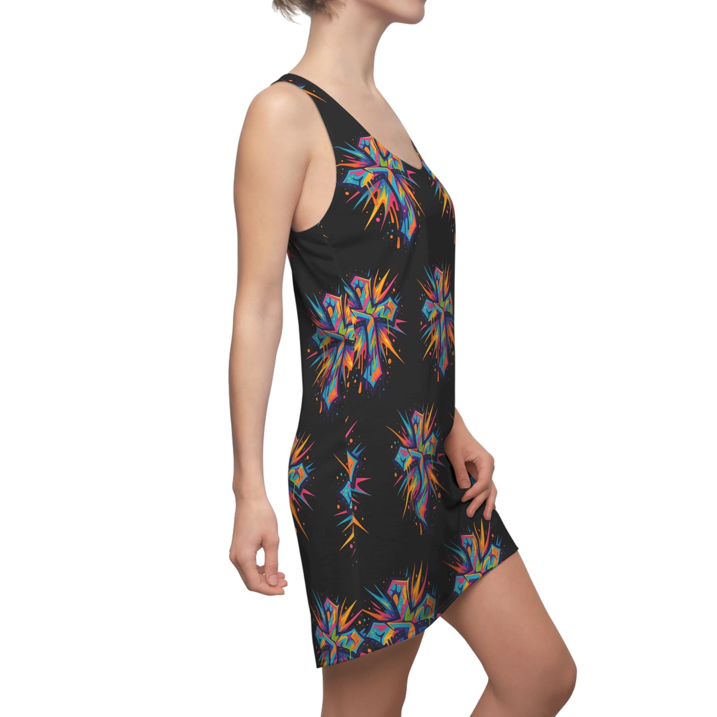 Colorful Abstract Cross Racerback Dress | Trendy Summer Fashion, Christian Wear