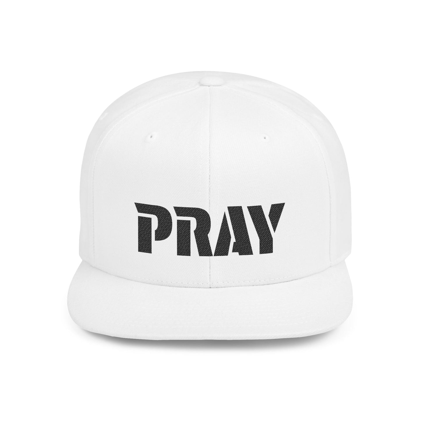 Inspirational Flat Bill Snapback Hat, Pray Adjustable Cap, Motivational Headwear, Faith-Based Gift, Casual Style Accessory