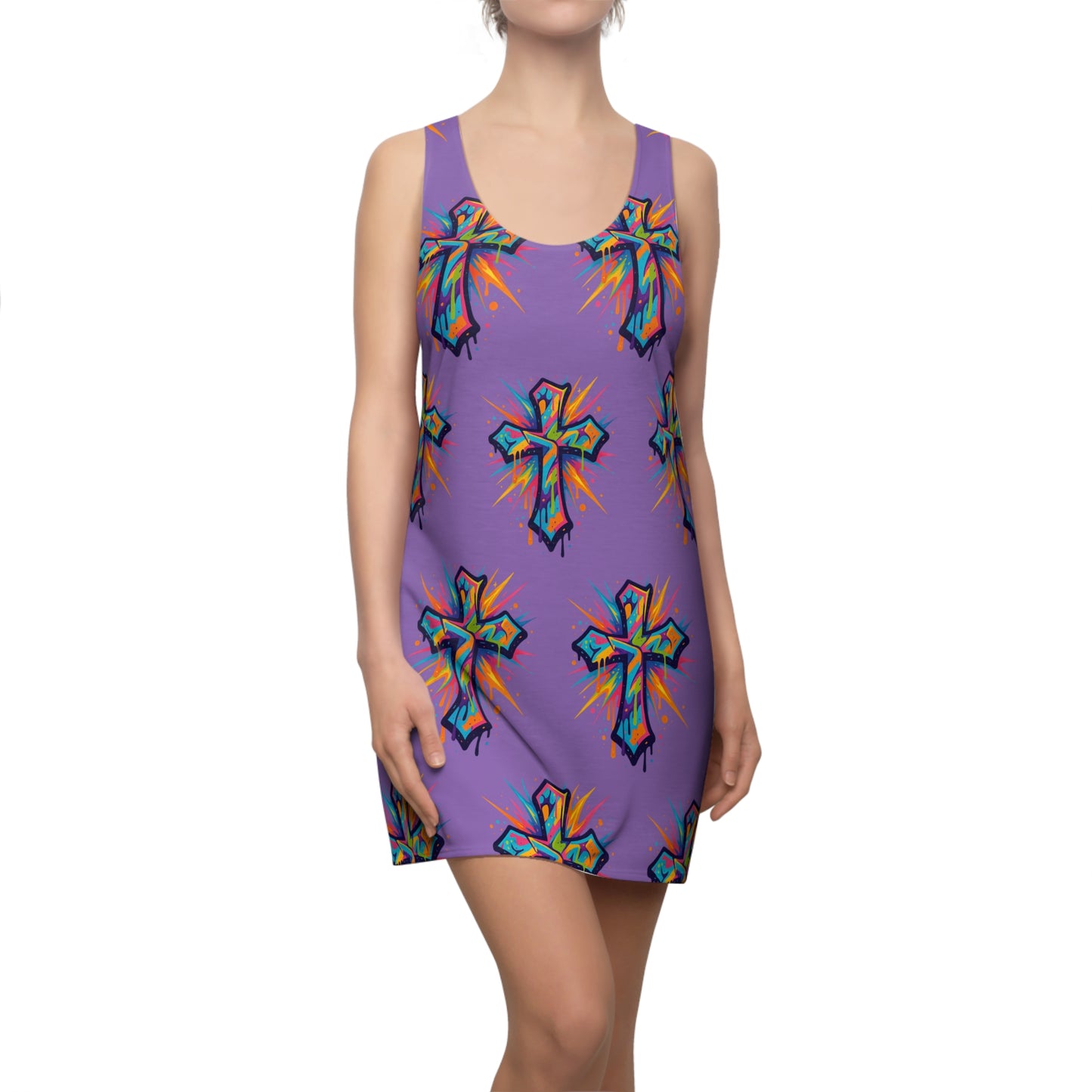 Colorful Abstract Cross Racerback Dress | Trendy Summer Fashion, Christian Wear