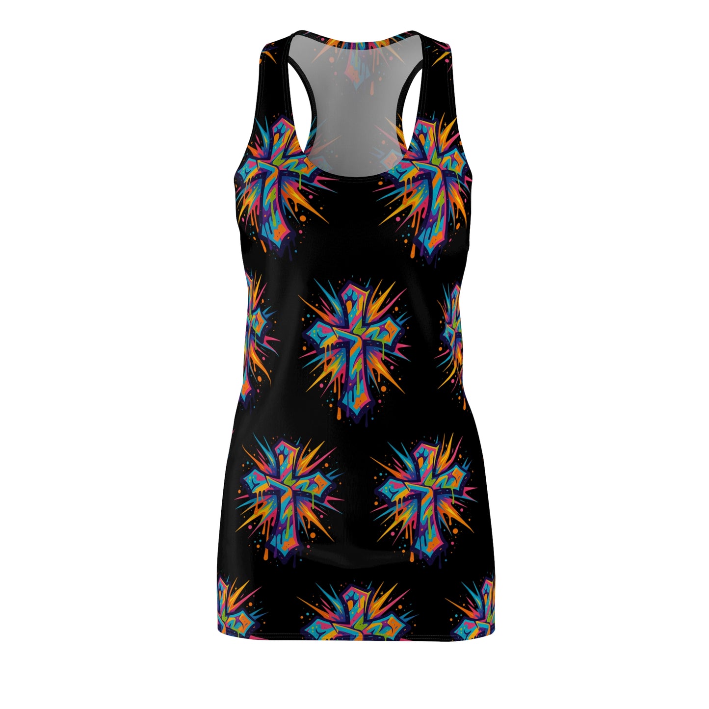 Colorful Abstract Cross Racerback Dress | Trendy Summer Fashion, Christian Wear
