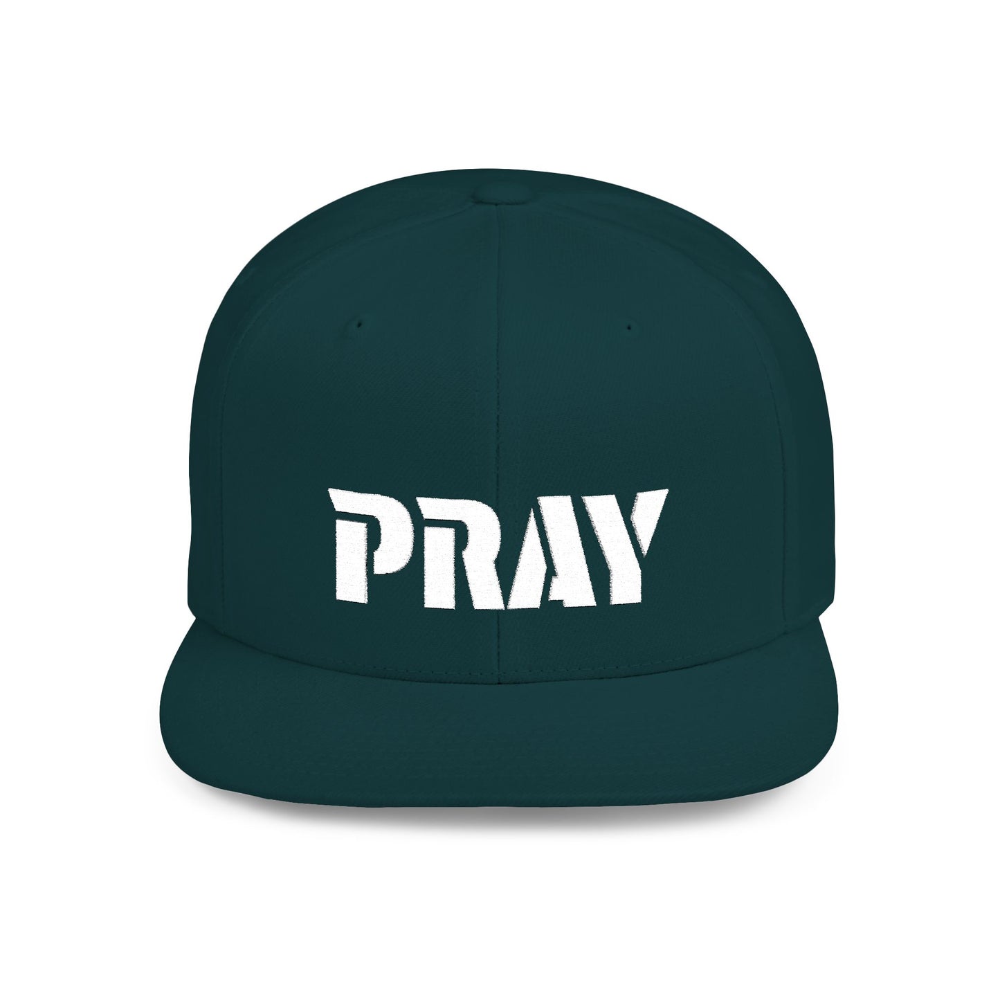 Inspirational Flat Bill Snapback Hat, Pray Adjustable Cap, Motivational Headwear, Faith-Based Gift, Casual Style Accessory