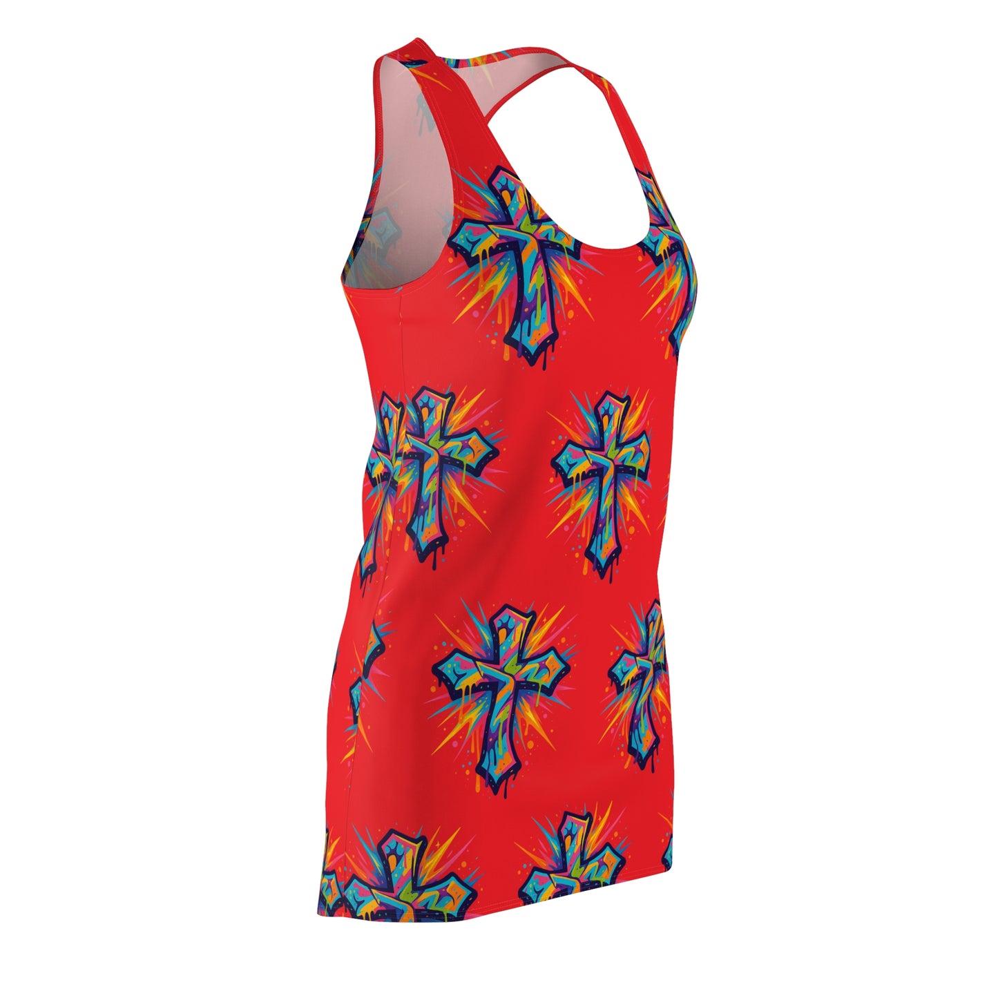 Colorful Abstract Cross Racerback Dress | Trendy Summer Fashion, Christian Wear