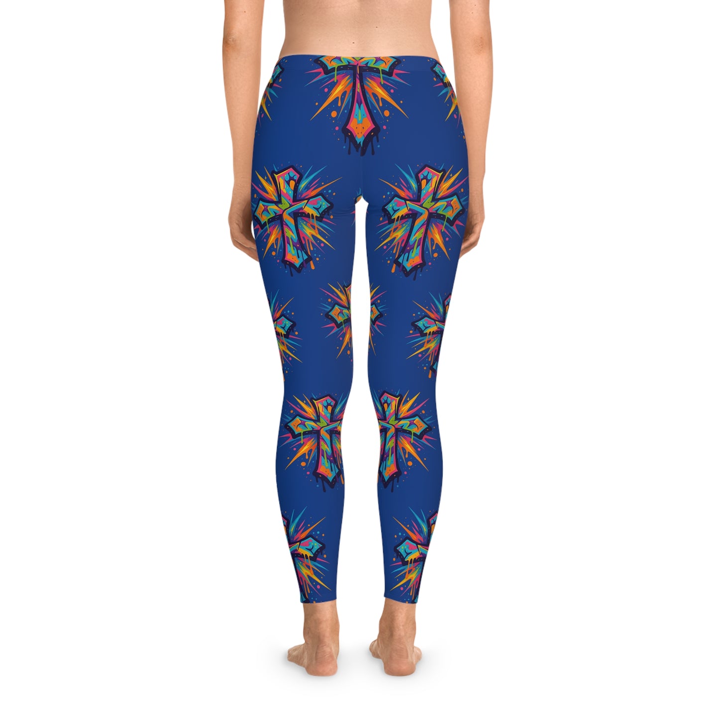 Vibrant Cross Stretchy Leggings, Colorful Yoga Pants, Eye-catching Workout Gear, Festival Fashion, Unique Athleisure Bottoms, Gift for Her