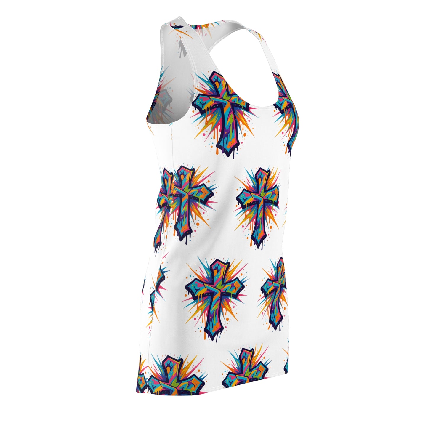 Colorful Abstract Cross Racerback Dress | Trendy Summer Fashion, Christian Wear