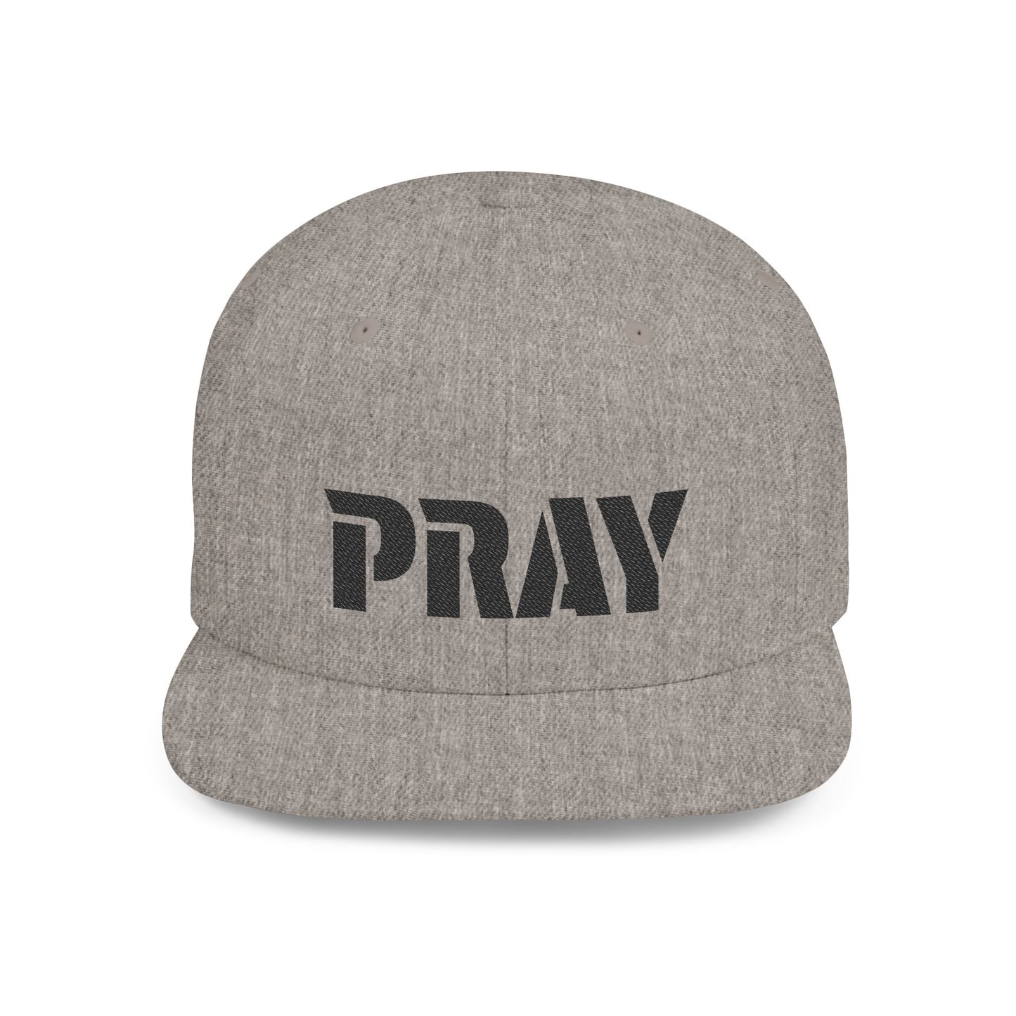 Inspirational Flat Bill Snapback Hat, Pray Adjustable Cap, Motivational Headwear, Faith-Based Gift, Casual Style Accessory