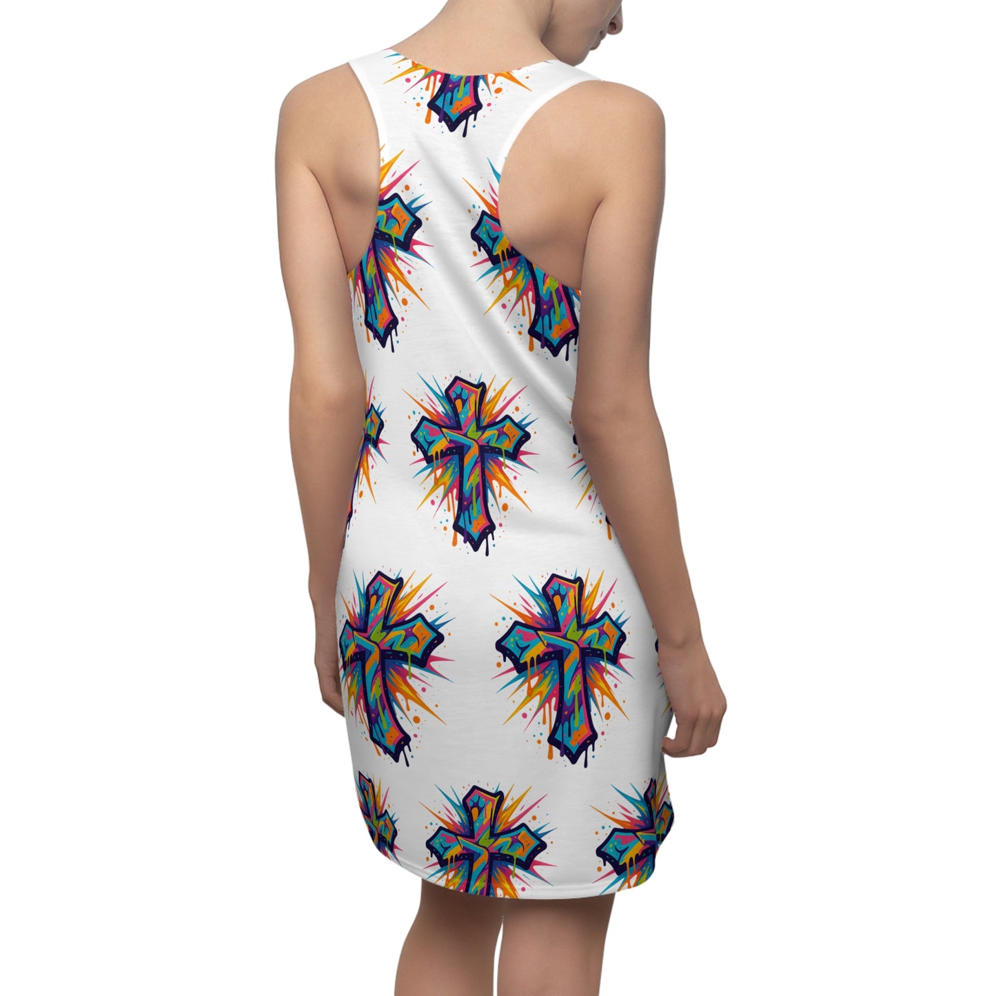 Colorful Abstract Cross Racerback Dress | Trendy Summer Fashion, Christian Wear