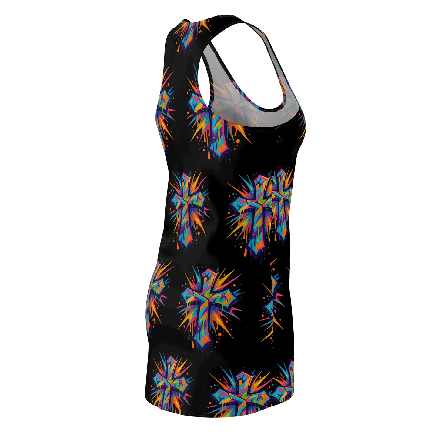 Colorful Abstract Cross Racerback Dress | Trendy Summer Fashion, Christian Wear
