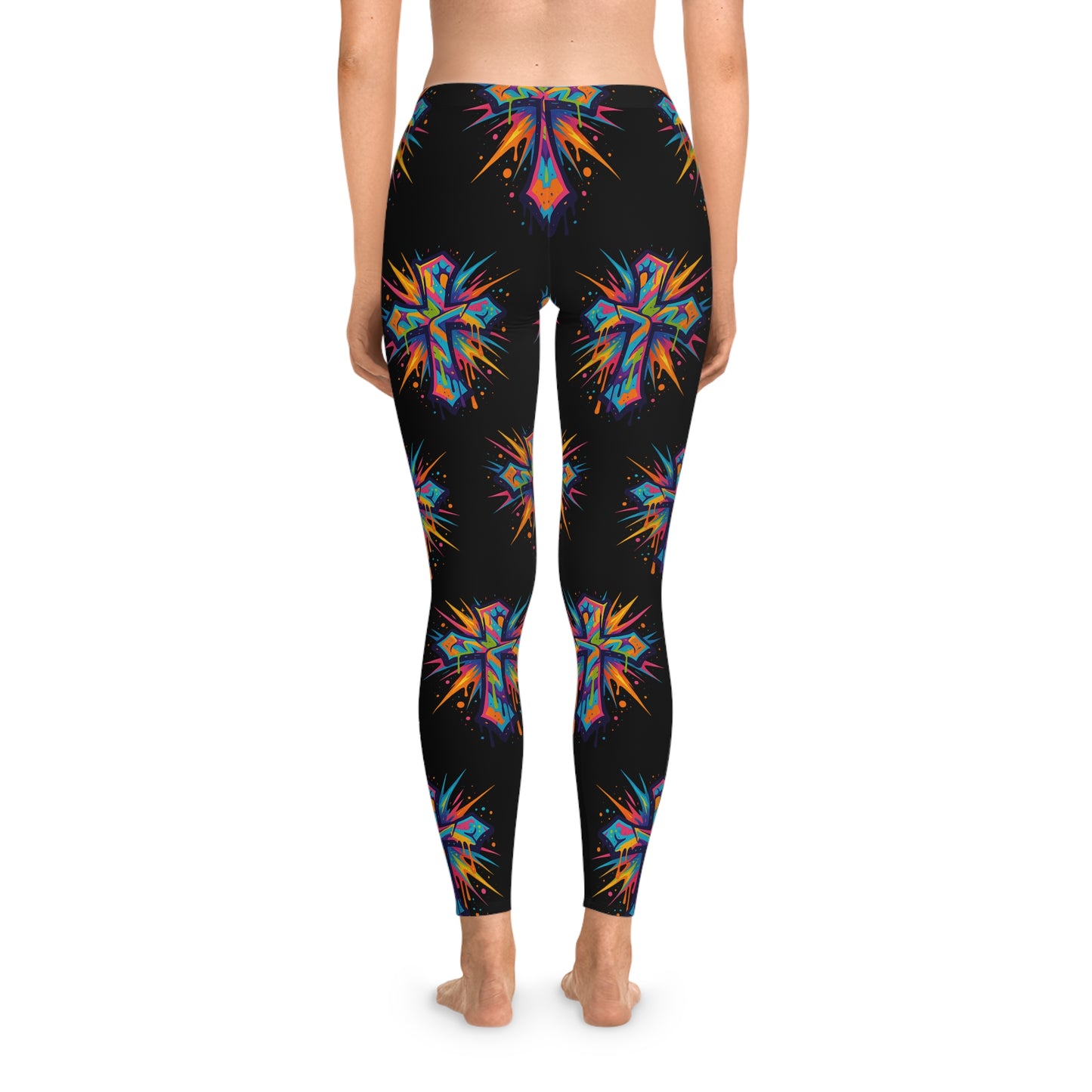 Vibrant Cross Stretchy Leggings, Colorful Yoga Pants, Eye-catching Workout Gear, Festival Fashion, Unique Athleisure Bottoms, Gift for Her