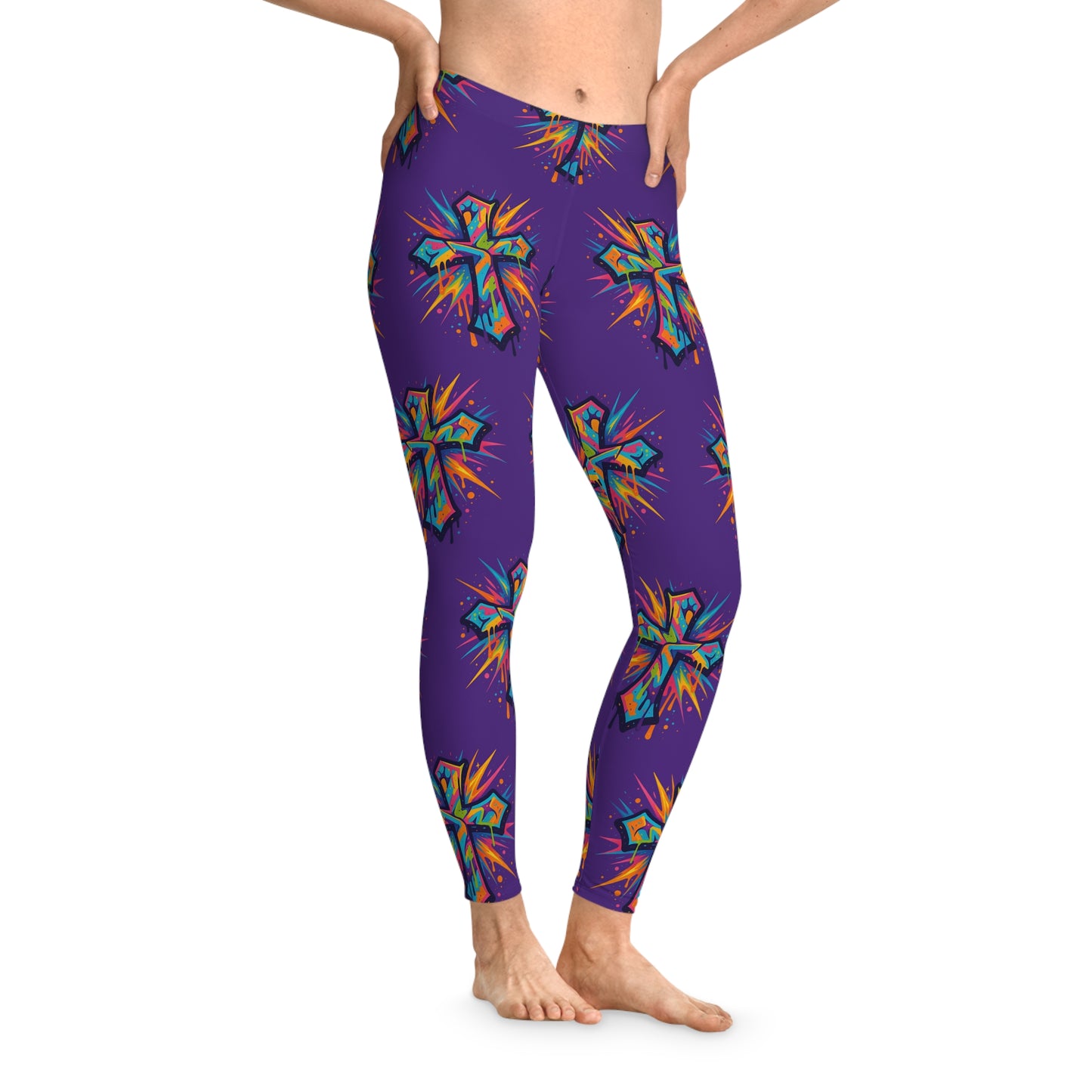 Vibrant Cross Stretchy Leggings, Colorful Yoga Pants, Eye-catching Workout Gear, Festival Fashion, Unique Athleisure Bottoms, Gift for Her