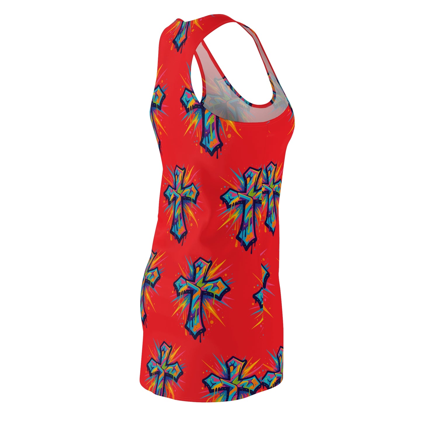 Colorful Abstract Cross Racerback Dress | Trendy Summer Fashion, Christian Wear