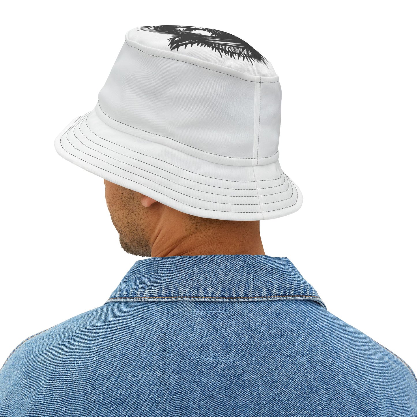 White Lost Sheep Grunge Bucket Hat, Trendy Summer Accessory, Unisex Streetwear, Perfect for Festivals, Beach Days, Gift for Artists and Christians