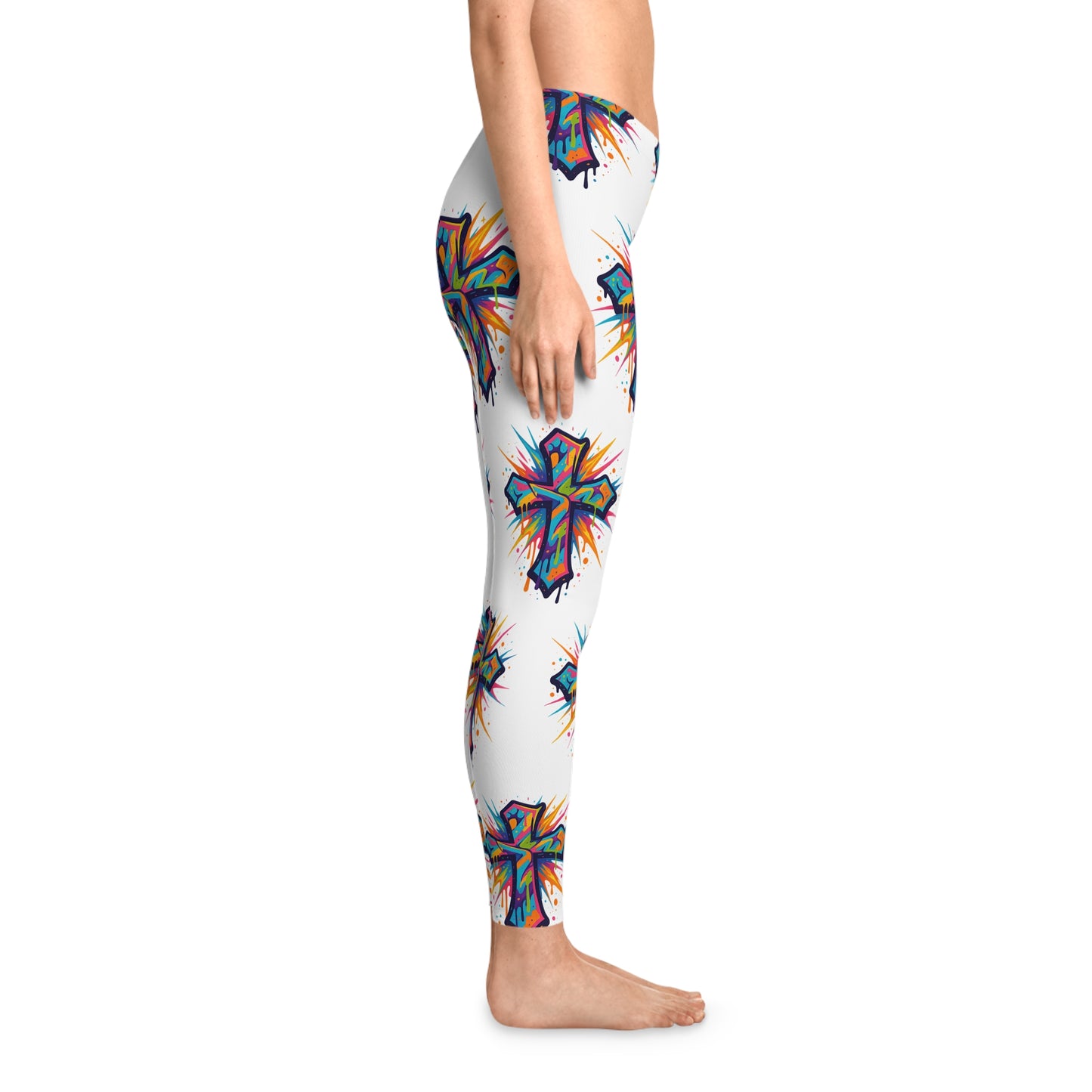 Vibrant Cross Stretchy Leggings, Colorful Yoga Pants, Eye-catching Workout Gear, Festival Fashion, Unique Athleisure Bottoms, Gift for Her