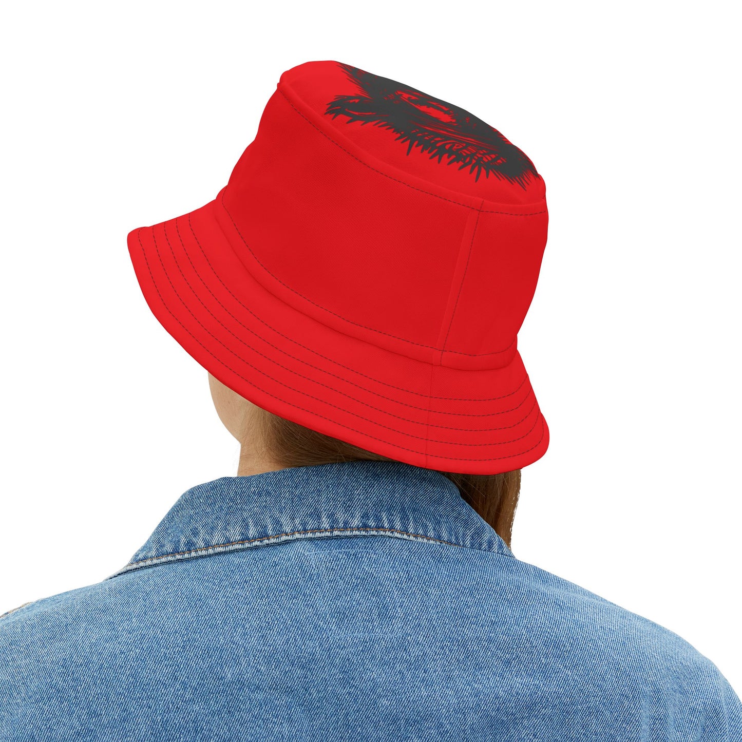 Red Lost Sheep Grunge Bucket Hat, Trendy Summer Accessory, Unisex Streetwear, Perfect for Festivals, Beach Days, Gift for Artists and Christians