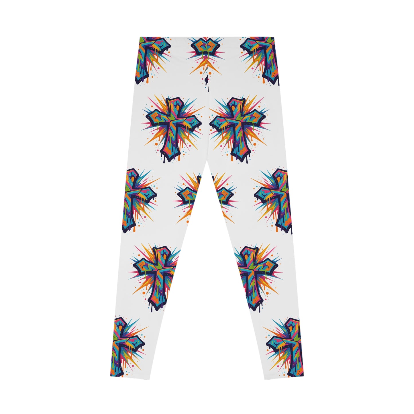 Vibrant Cross Stretchy Leggings, Colorful Yoga Pants, Eye-catching Workout Gear, Festival Fashion, Unique Athleisure Bottoms, Gift for Her