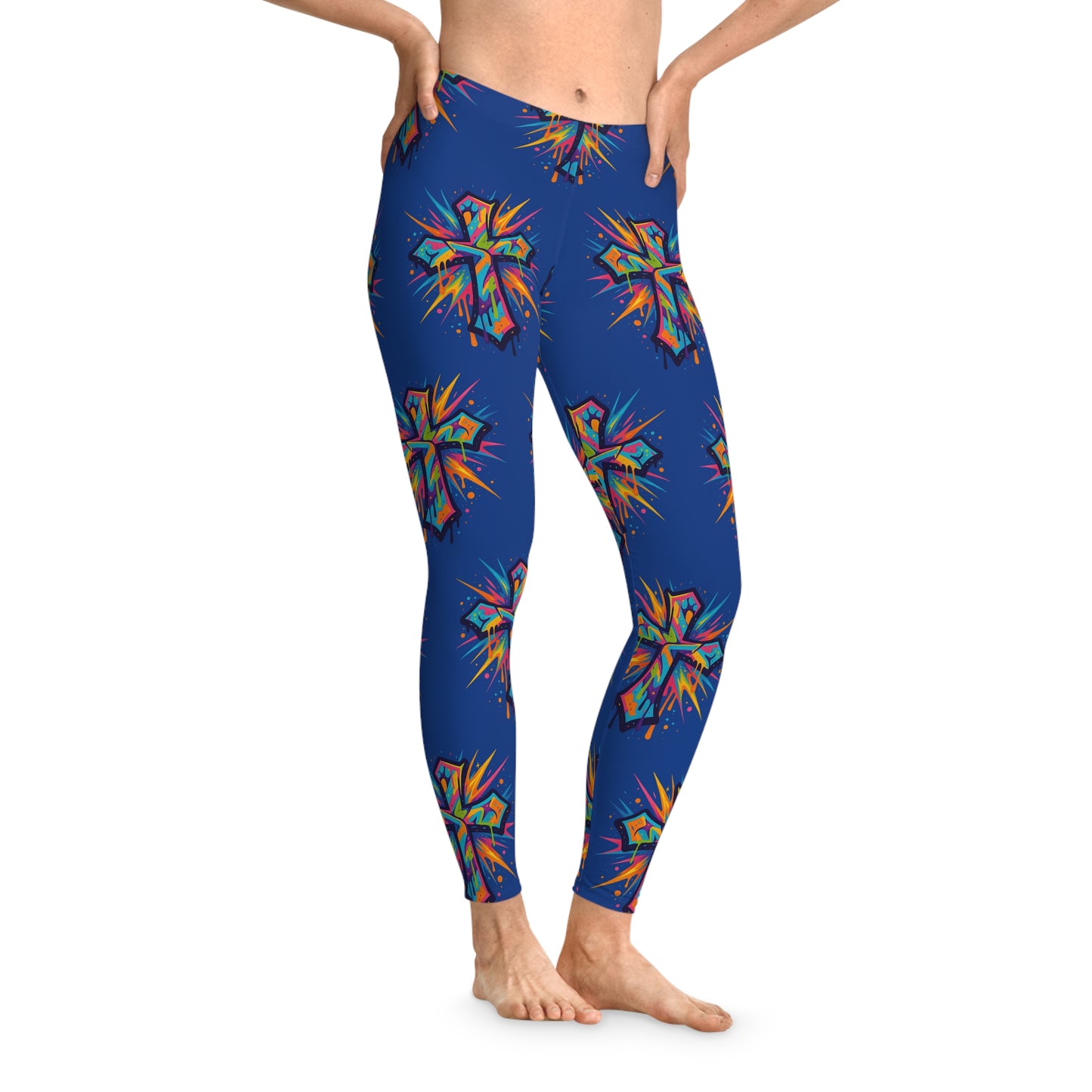 Vibrant Cross Stretchy Leggings, Colorful Yoga Pants, Eye-catching Workout Gear, Festival Fashion, Unique Athleisure Bottoms, Gift for Her