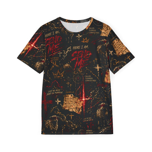 Send Me Isaiah 6:8 — Christian Faith Polyester Tee (AOP)